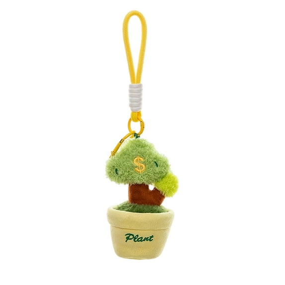 Keychains for Keys Women - 4.7 Inch Cute Green Plant Potted Desktop Decor with Plush Doll Keychain - Keychains for Backpacks - Artificial for Home Desk Shelf Decoration Holiday Birthday Gifts D, 1Pcs