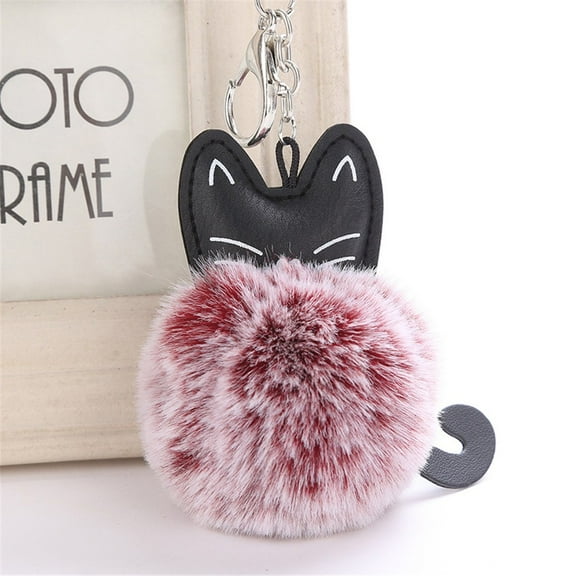Keychains Product Category Keychains - Cute Cat Pendant Key Ring Holder with Pom Poms for Women 8 cm Accessory
