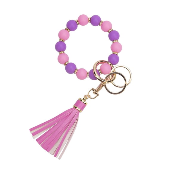 Keychains Product Category Silicone Beaded Bracelet Wrist Keychain Hanging Ornament European Tassel Hand Chain and Key Ring accessory for stylish daily use