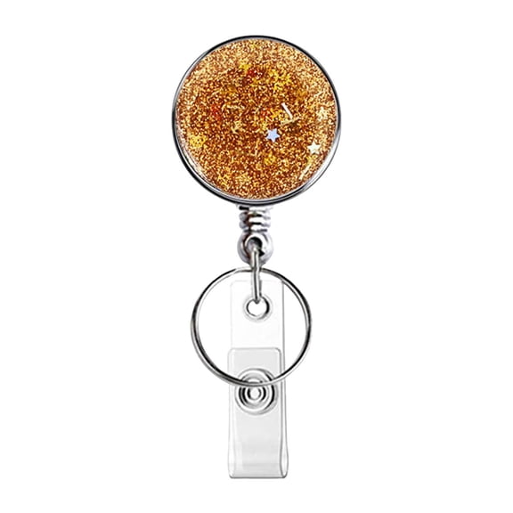 Keychains Retractable Badge Holder for Teachers and Students Lightweight Card Reel with Key Ring and Belt,1.26 inch,Orange