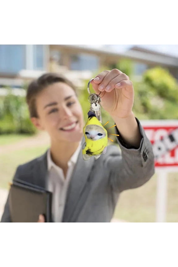 Keychains Sound Making Banana Cat Crying Cat Keychain Banana Meow Doll Charm for Cute Kitty Lovers,10 cm,Yellow A