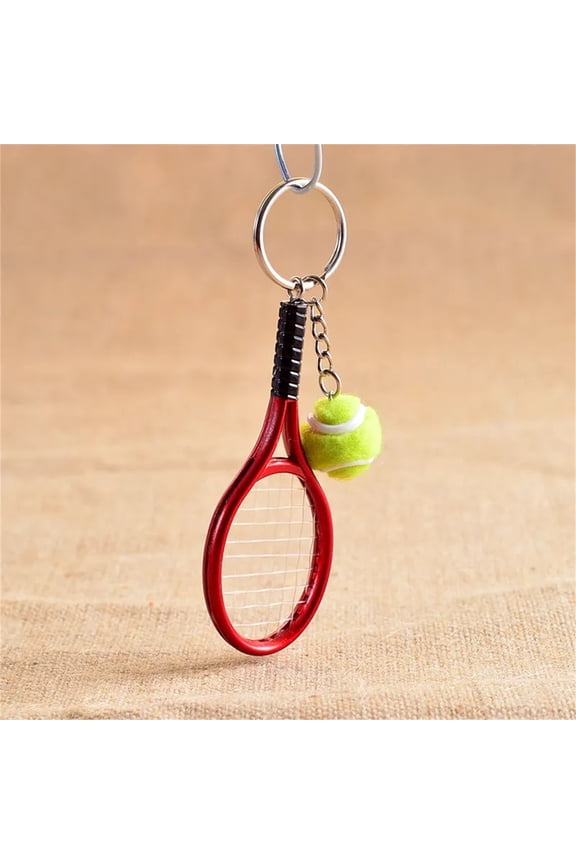 Keychains Tennis Charm with and Ring for Everyday Use, 9 cm, Red