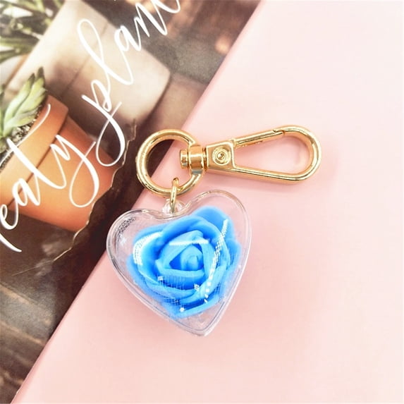 Keychains Valentine'S Day Creative Gift Rose Preserved Flower Keychain Female Bag Pendant Love In Heart Keychain Key Chains
