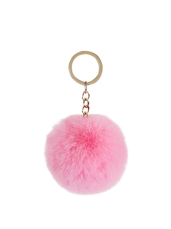 Keychains for Women, Faux Fur Ball Keychain, Soft and Fluffy, Women's Novelty Keyring, Cool Key Holder for Car Keys, Home Keys, Backpacks and Travel Option:B