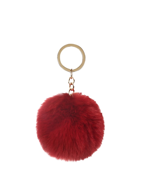 Keychains for Women, Faux Fur Ball Keychain, Soft and Fluffy, Women's Novelty Keyring, Cool Key Holder for Car Keys, Home Keys, Backpacks and Travel Option:E