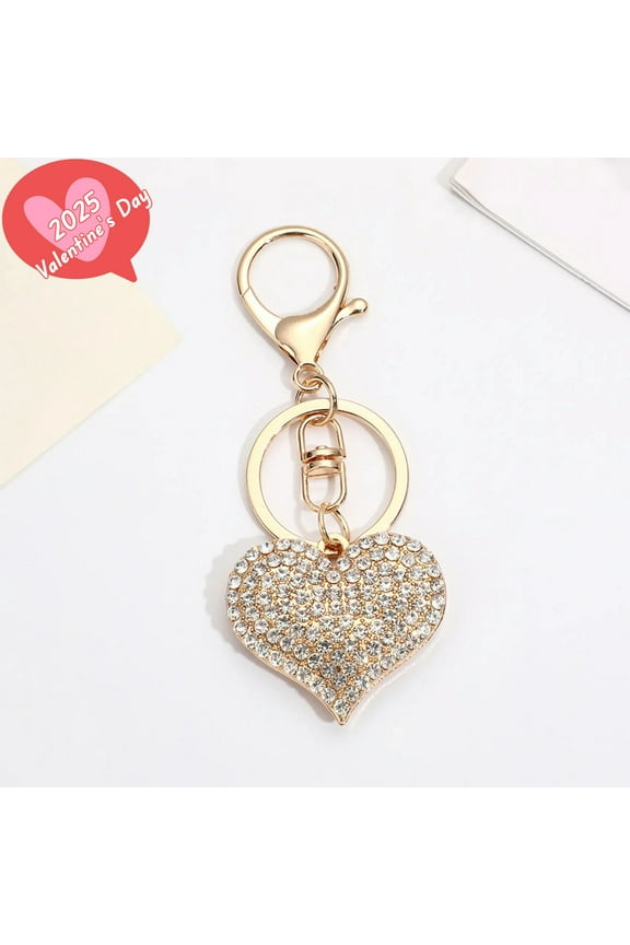 Keychains for Women - Cute Keychain - Valentine's Day Heart Keychain - Backpack Pendant Shoulder Bag Pendant Gifts for Women (Gold)