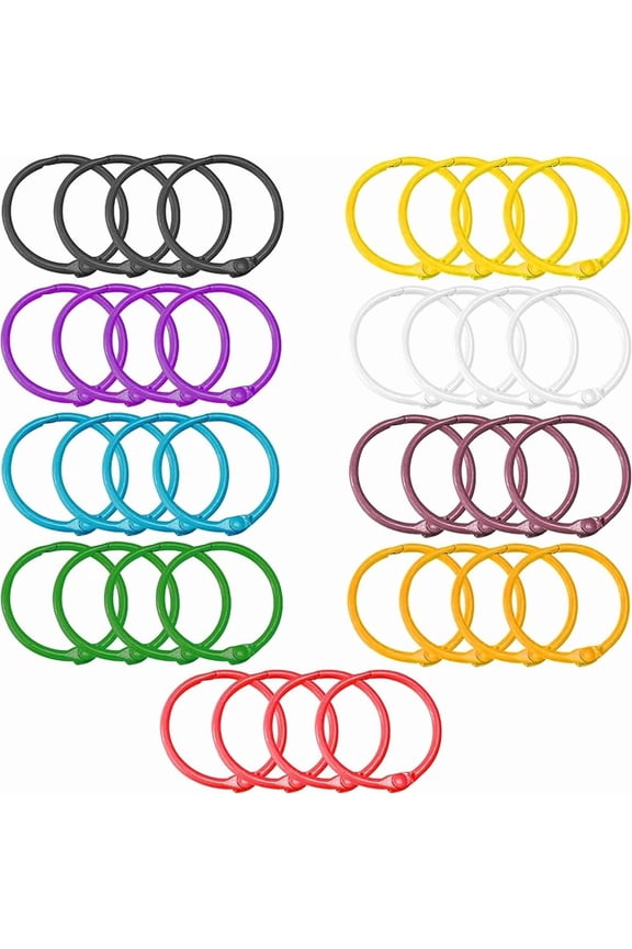 Keychains or Key Rings, 1 1/5" Loose Leaf Binder Rings for Key Chains, Open Card Rings, Clip Rings for Book Rings, School, Home or Office (50Pack)