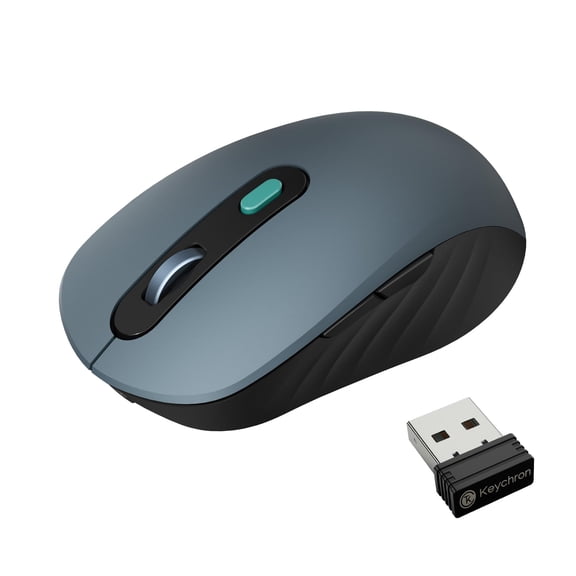 Keychron BM25 Silent Wireless Mouse, Ergonomic Rechargeable Mice with Tri-Mode, 2.4G/Bluetooth 5.2/Wired, 1000Hz Polling Rate, Adjustable DPI, Programmable for Mac, Windows, Linux - Space Gray