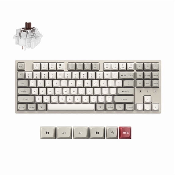 Keychron C1 Pro 8K QMK Wired Custom Mechanical Keyboard, TKL Layout Launcher Support with Hot-Swappable Super Brown Switch, PBT Keycaps Compatible for Mac Windows Linux