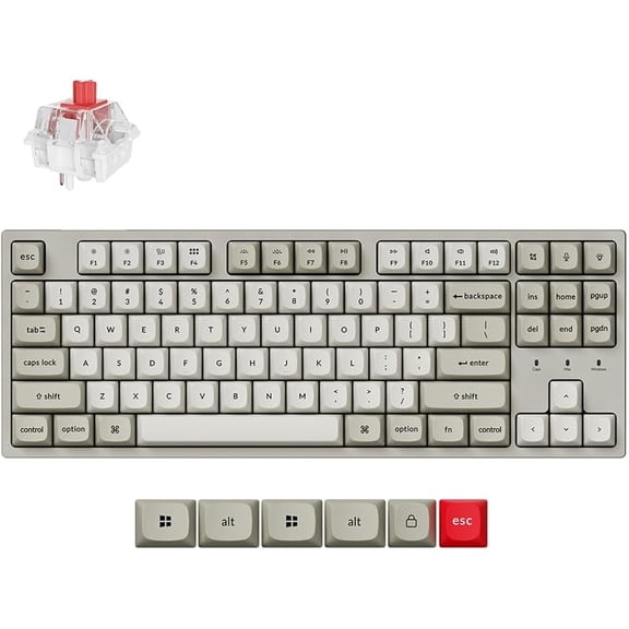 Keychron C1 Pro 8K Wired TKL Custom Keyboard, RGB Backlight, Red Switch