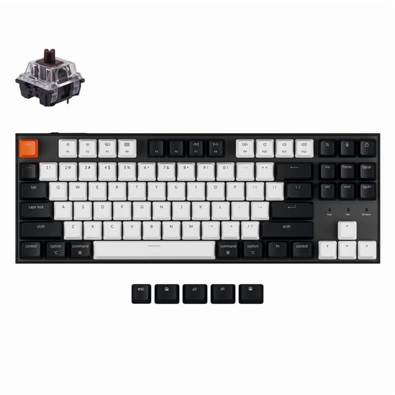Keychron C1 TKL Mechanical Gaming Keyboard Tactile Brown Switches, RGB Backlit Compact Wired Keyboard for Mac & Windows, White