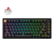 Keychron J2 Wireless Mechanical Keyboard, 2.4 GHz Bluetooth QMK 75% Layout RGB with Knob, Hot-swappable Red Switch Compatible with Mac Windows Linux for Gaming Office - Black