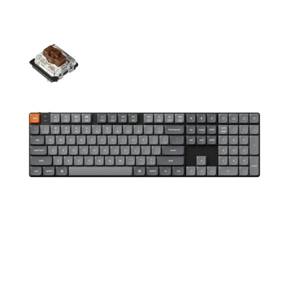 Keychron K5 Max 100% Layout Ultra-Slim Wireless Mechanical Keyboard, QMK Programmable Hot-Swap Bluetooth/2.4 G/Wired with RGB Backlight Low Profile Gateron Brown Switch, PBT Keycaps for Mac Win Linux
