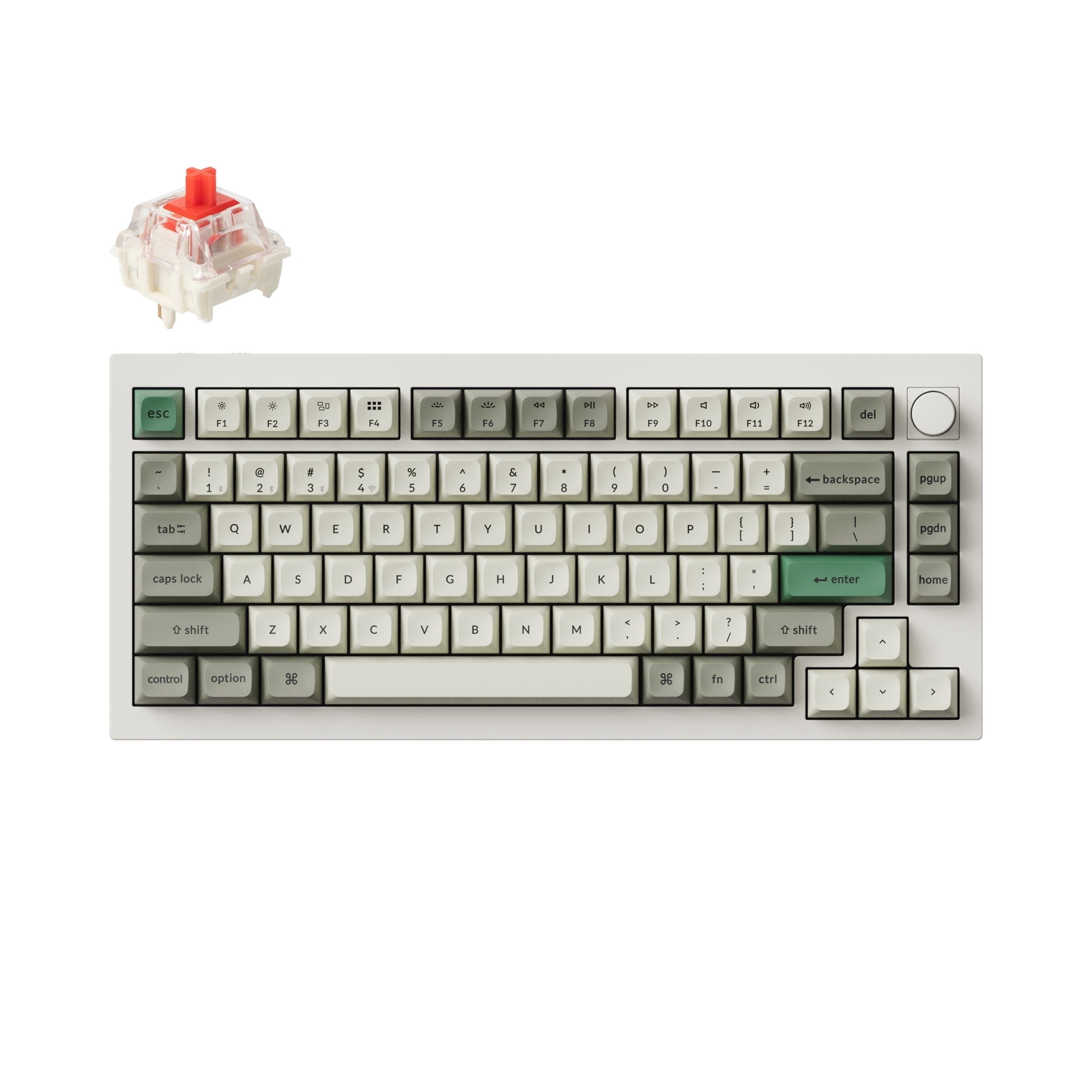 Keychron Q1 Max RGB Mechanical Keyboard, QMK, Full Metal, 2.4G/Bluetooth/Wired, Hot-Swappable Gateron Jupiter Red, Mac/Windows/Linux – White