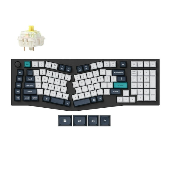 Keychron Q13 Max Alice Layout QMK Wireless Custom Ergonomic Mechanical Keyboard with BT5.2/2.4GHz/USB-C, Hot Swappable PBT Keycaps, RGB Backlight, Banana Switch & Knob for MacOS & Windows, Linux