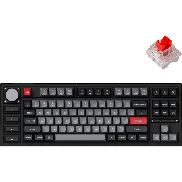 Keychron Q3 Pro SE Wireless Mechanical Keyboard, Programmable, TKL, RGB, Hot-Swappable Red Switches for Mac Windows Linux - Q3P-M1 - Black
