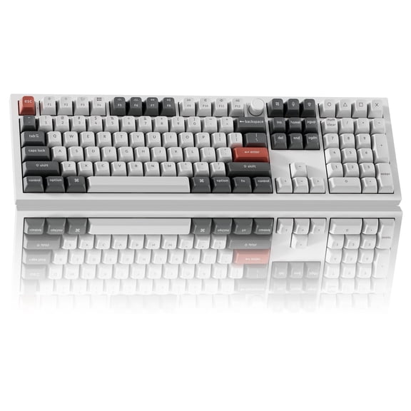 Keychron Q6 Ultra 8K Polling Rate Aluminum Wireless Mechanical Keyboard, 2.4 GHz/Bluetooth/Wired Full-Size Custom RGB, Hot-Swappable with Keychron Silk POM Red Switch for Mac Windows Linux - White