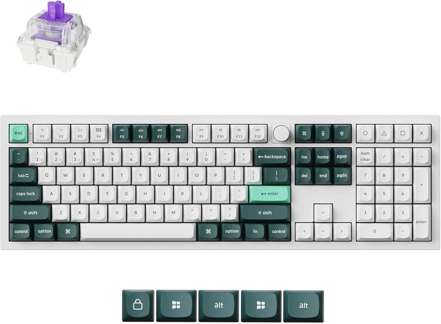 Keychron Q6 HE Wireless Mechanical Keyboard, 100% Full Size, QMK, 2.4GHz/Bluetooth/Wired, Hot-Swappable Gateron Magnetic Switches, Shell White – Mac/Windows