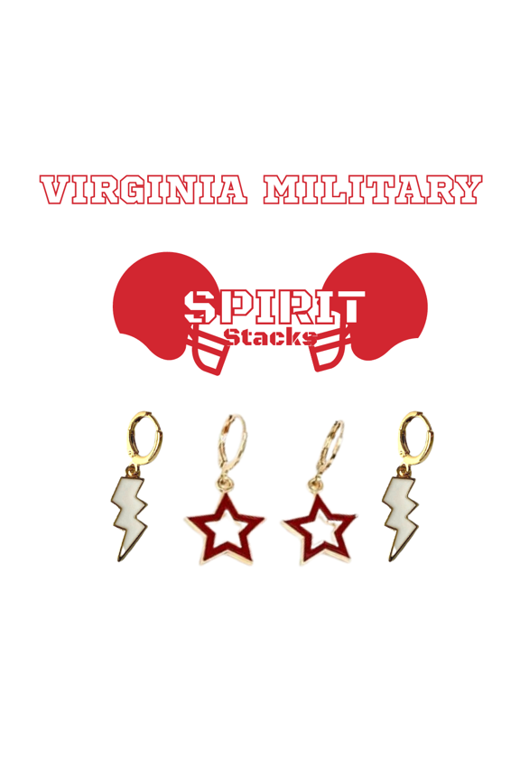 Keydets Spirit Stack white mini enamel bolts and red statement open starboys