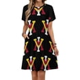 thumbnail image 1 of Keydets-VMI Dress Summer Street Style Dresses Female Short Sleeve Printed Sundress, 1 of 7
