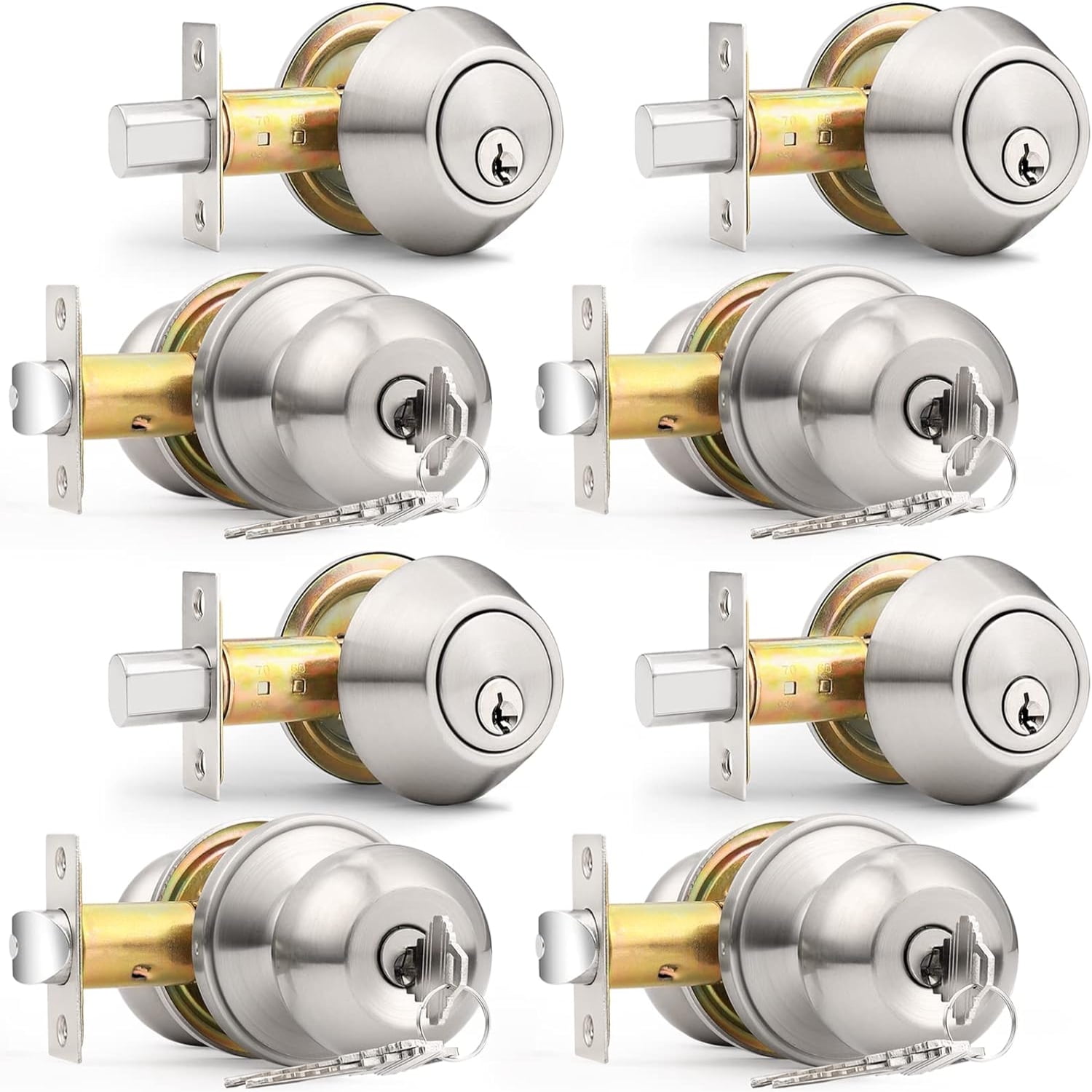 Keyed Alike Entry Knob and Deadbolt Set Single Cylinder Handleset Combo