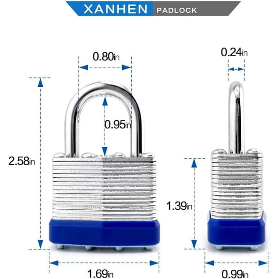 Keyed Alike Laminated Steel Keyed Padlocks with Normal Shackle, 24 Pack, for Hasp Latch, Sheds, Fences, Storage Locker, School, Gym
