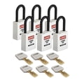 thumbnail image 1 of Lockout Padlock, Keyed Alike, Nylon, White, 1 1/2 in Shackle Height, 1 1/2 in Body Width, 6 PK, 1 of 1