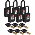 thumbnail image 1 of Lockout Padlock, Keyed Alike, Nylon, Black, 1 1/2 in Shackle Height, 1 1/2 in Body Width, 6 PK, 1 of 1