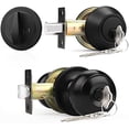 thumbnail image 1 of Keyed Alike Round Ball Entry Door Knob and Single Cylinder Deadbolt Set, Flat Black, 1Pack, 1 of 6