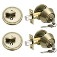 thumbnail image 1 of Uxcell Cylinder Deadbolt Door Lock Round Entry Front Door Handle Sets for Door Bronze, 1 of 7