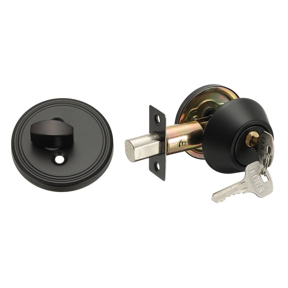 Uxcell Cylinder Deadbolt Door Lock Round Entry Front Door Handle Sets for Door Black