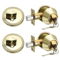 thumbnail image 1 of Uxcell Cylinder Deadbolt Door Lock Round Entry Front Door Handle Sets for Door Gold Tone, 1 of 7