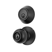 Keyed Entry Ball Doorknob and  Single-Cylinder Deadbolt Combo Pack — Stainless Steel Finish, Exterior Door Security Set for Home & Apartment, Includes Keys, Easy Install(black)