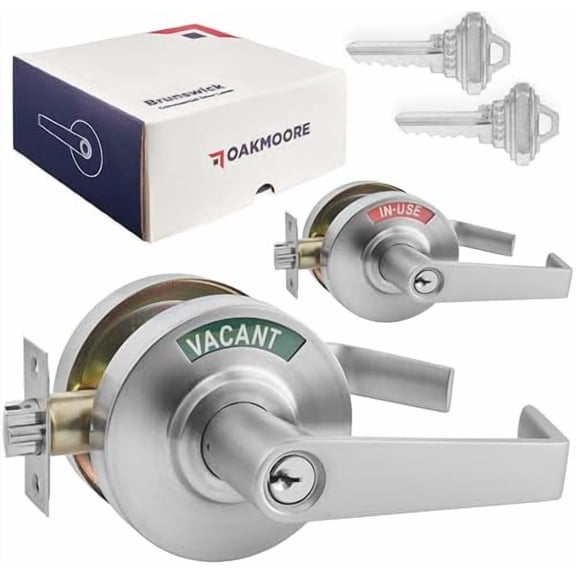 Keyed Entry Commercial Door Handle | Heavy Duty Commercial Door Locks with Indicator | Restaurant, Store, Hospital, Warehouse | Locking Occupied Door Lever Lock with Ke (Silver)$$