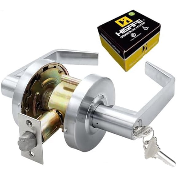 Keyed Entry Commercial Lever with Push Button&Turn Button , Grade 2 Commercial Door Handle, Heavy Duty, Fire Rated Door Lever, 2-3/4inch Backset$$Tools & Hardware Other