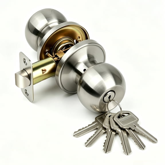 Keyed Same Exterior Door Knob and Single Cylinder Deadbolt Combo Set, Keyed Alike Entry Door Knobs with Lock and Keys for Entrance and Front Door, Satin Nickel