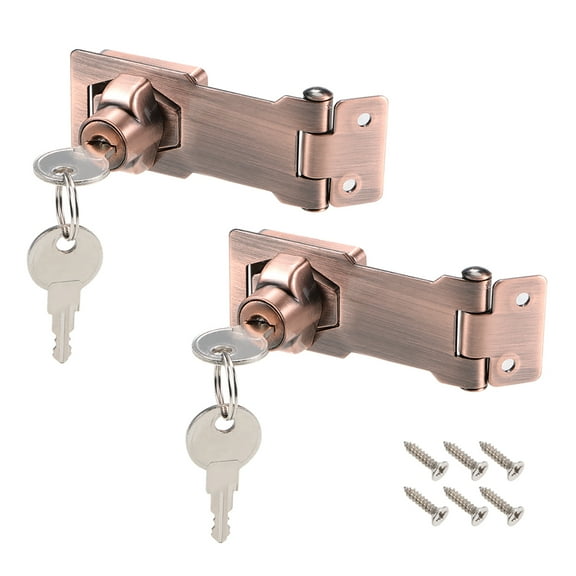 Keyed Hasp Locks with Screws for Door Keyed Alike 2 Piece Copper Tone 3 inch