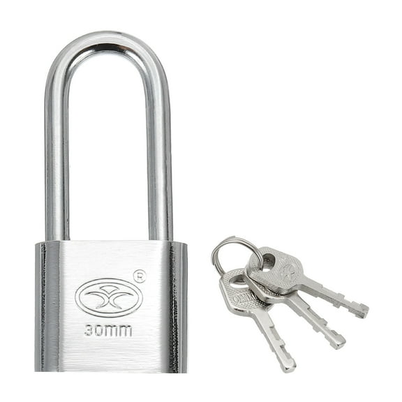 Keyed Padlock, 1.2 Inch Wide Body Steel Pin Tumbler Marine Padlocks Keyed Different for Outdoor Gate Fence Hasp Cabinet Toolbox Storage Gym Locker, Silver with 3 Keys(68mm)