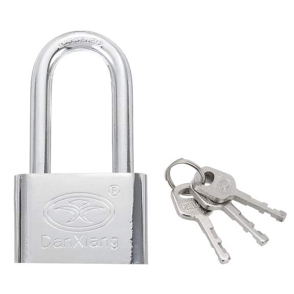 Keyed Padlock, 2.4 Inch Wide Body Steel Pin Tumbler Marine Padlocks Keyed Different for Outdoor Gate Fence Hasp Cabinet Toolbox Storage Gym Locker, Silver with 3 Keys(109mm)