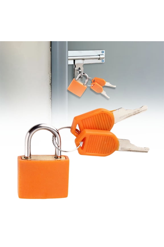 Keyed Padlock Small Suitcase Lock with 2 Keys Colorful Metal Mini Locker Lock, Anti-Rust Travel Luggage Security Lock for Backpack, Gym Locker, Cabinet, Drawer, Jewelry Box, Students Use, Orange
