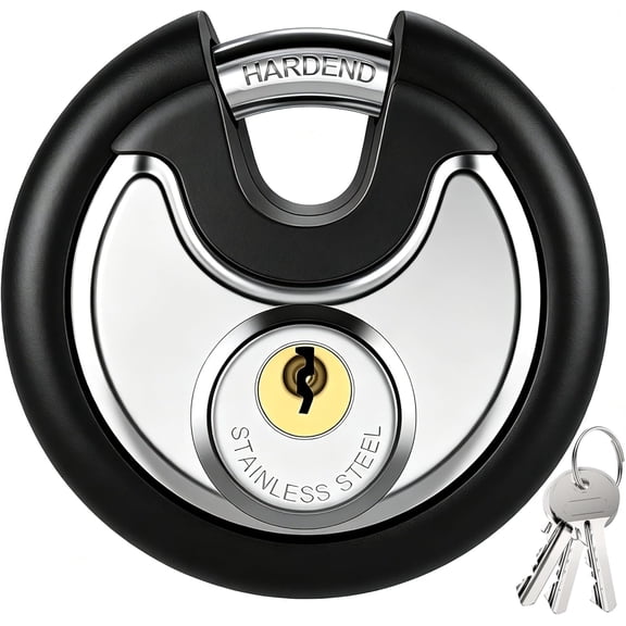 Keyed Padlock, Stainless Steel Locker Lock Heavy Duty Locks with 3 Keys, Waterproof Gate Storage Unit Lock with Rubber Bumper for Warehouse, Gym Storage Locker, and Outdoors (1 Pack)