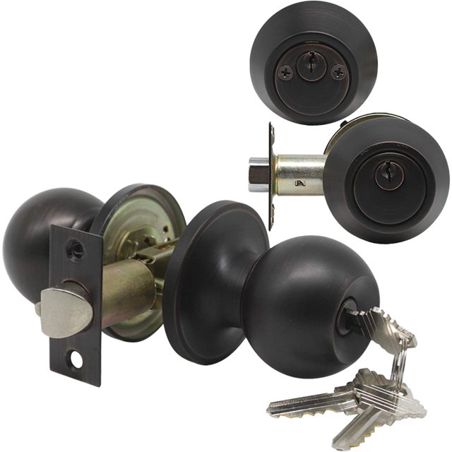 Keyedalike Entry Door Knobs and Double Cylinder Deadbolts Combo