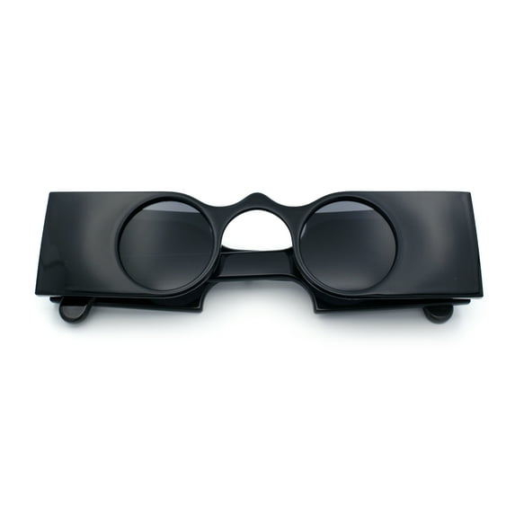 Keyhole Bridge Rectangle Bar Shape Round Circle Lens Hipster Sunglasses All Black