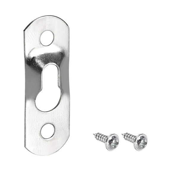 Keyhole Hanging Plate, 37mm x 13mm Single Hole Hook for Picture Frames w Screws, 100 Pcs (Silver)