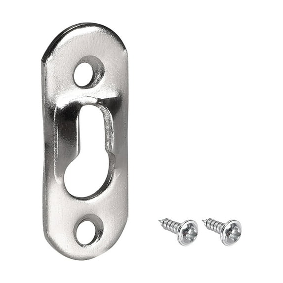 Keyhole Hanging Plate, 37mm x 14mm Single Hole Hook for Picture Frames w Screws, 30 Pcs (Silver)