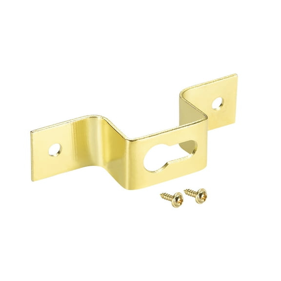 Keyhole Hanging Plate, 63mm x 15mm Single Hole Hook for Picture Frames w Screws, 10 Pcs (Golden)