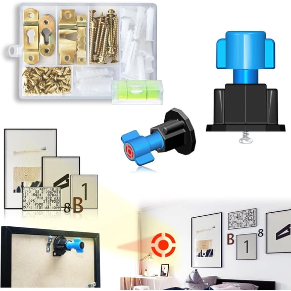 Keyhole Marker Picture Hanging Kit- Picture Frame Fastener Mark Locations Tool & Picture Hanging Hardware Screws, Keyhole Mounting Screws