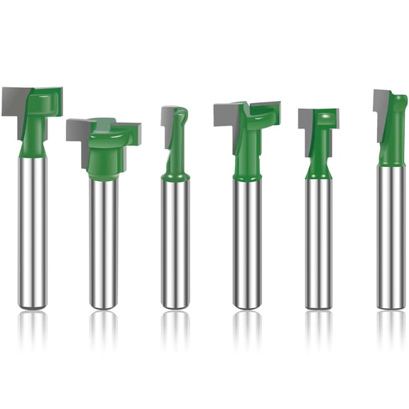 Keyhole Router Bits Set 1/4 Inch Shank T Slot Milling Cutter Woodworking Tool 6 Pcs (6pcs )