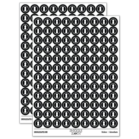 Keyhole Symbol 200+ Round Stickers - Black - Gloss Finish - 0.50" Size