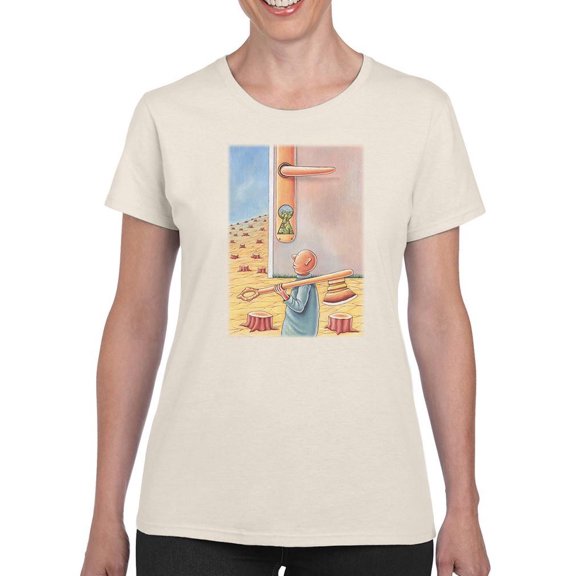 Keyhole To The Past T-Shirt Women -Askin Ayrancioglu Designs, Female Large